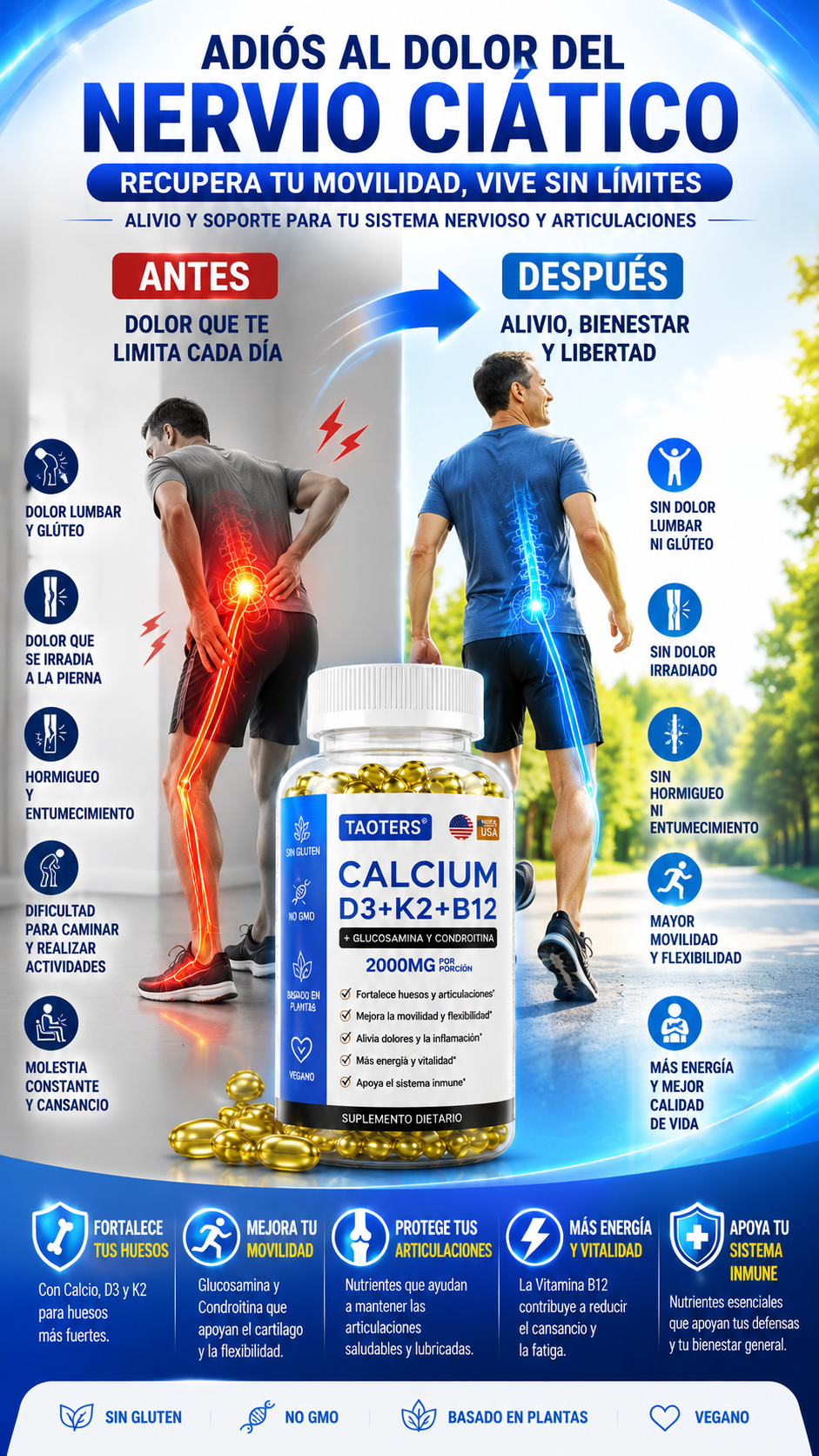 CALCIO + VITAMINA D3 + K2 + B12 MEJORA TU SALUD, MEJORA TU VIDA