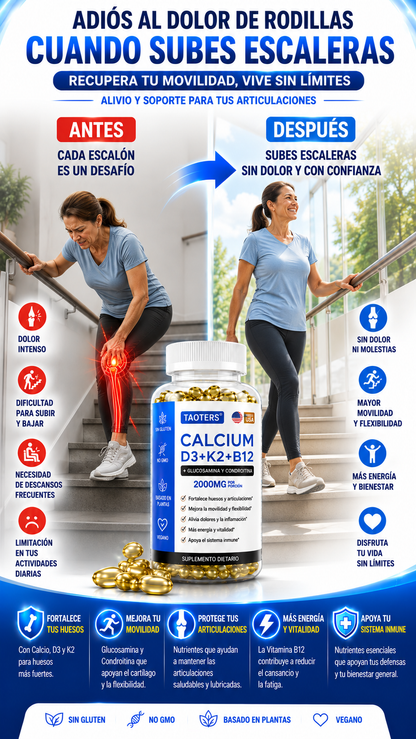 CALCIO + VITAMINA D3 + K2 + B12 MEJORA TU SALUD, MEJORA TU VIDA