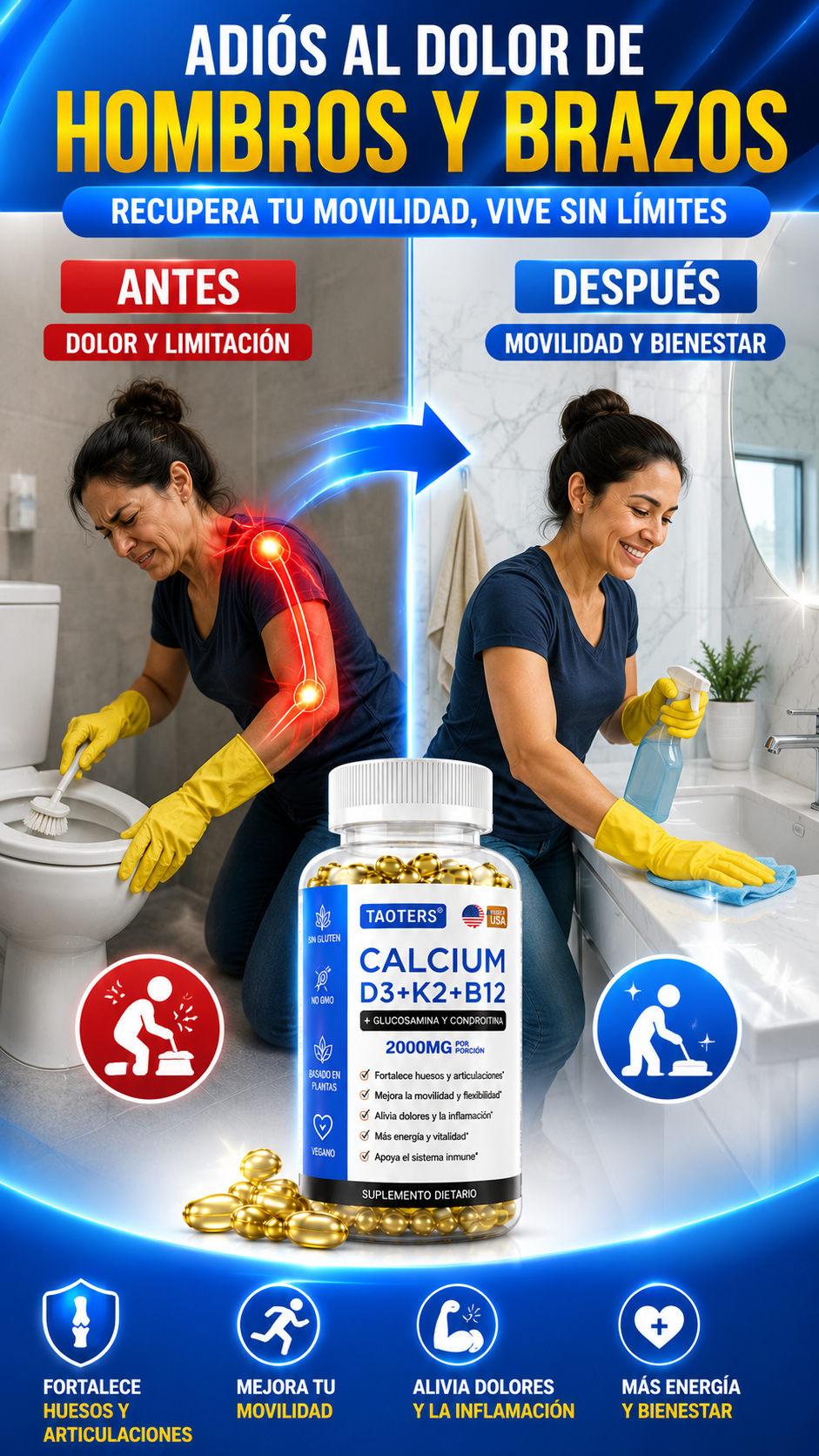 CALCIO + VITAMINA D3 + K2 + B12 MEJORA TU SALUD, MEJORA TU VIDA