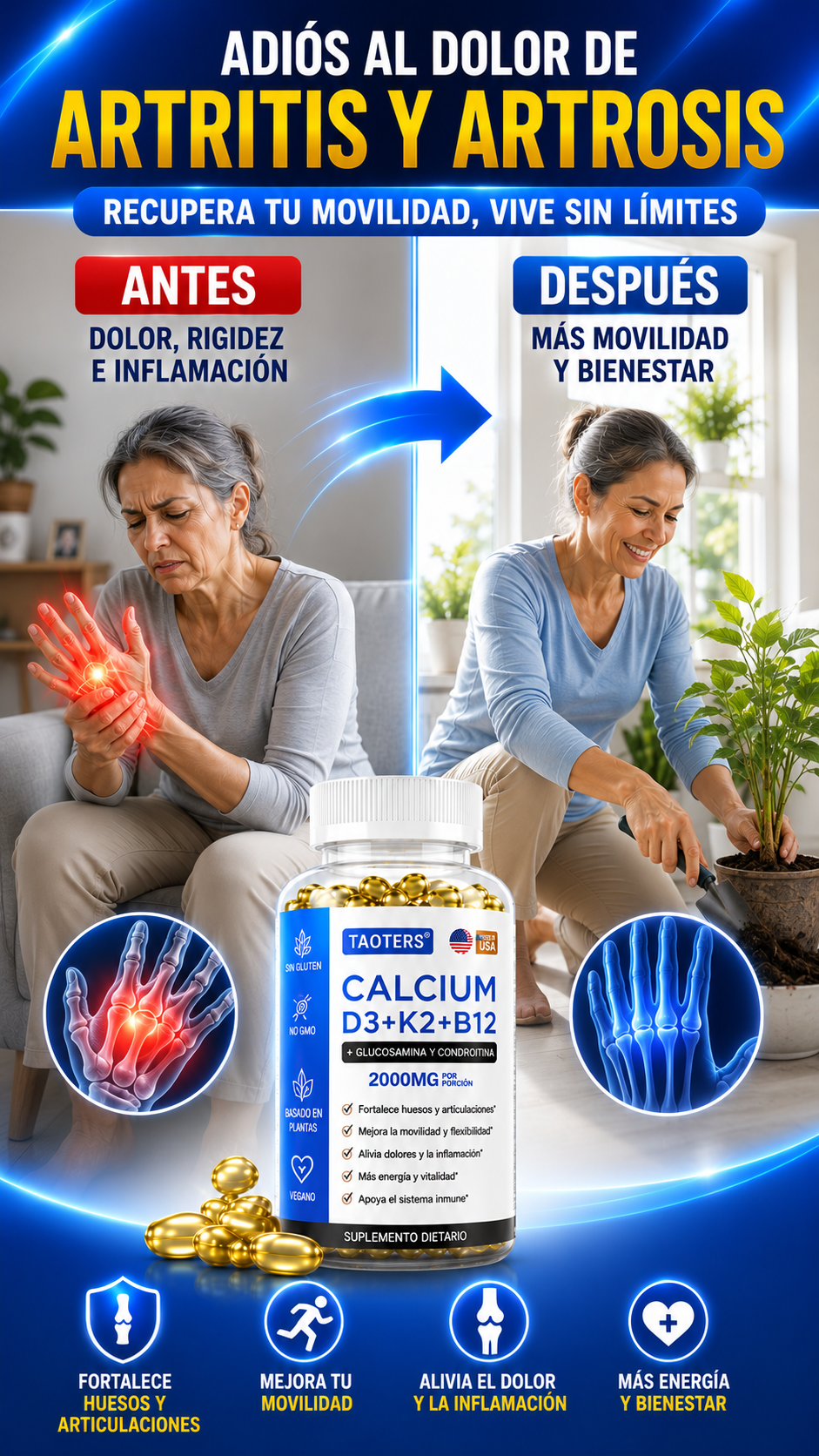 CALCIO + VITAMINA D3 + K2 + B12 MEJORA TU SALUD, MEJORA TU VIDA